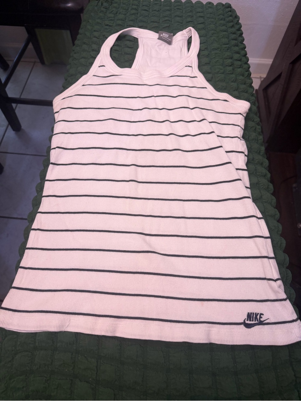 Nike White Racerback Tank with Black Stripes